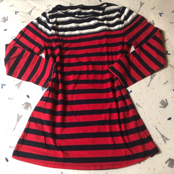The Limited Tops - The Limited Red &Black Striped Long Sleeves Blouse